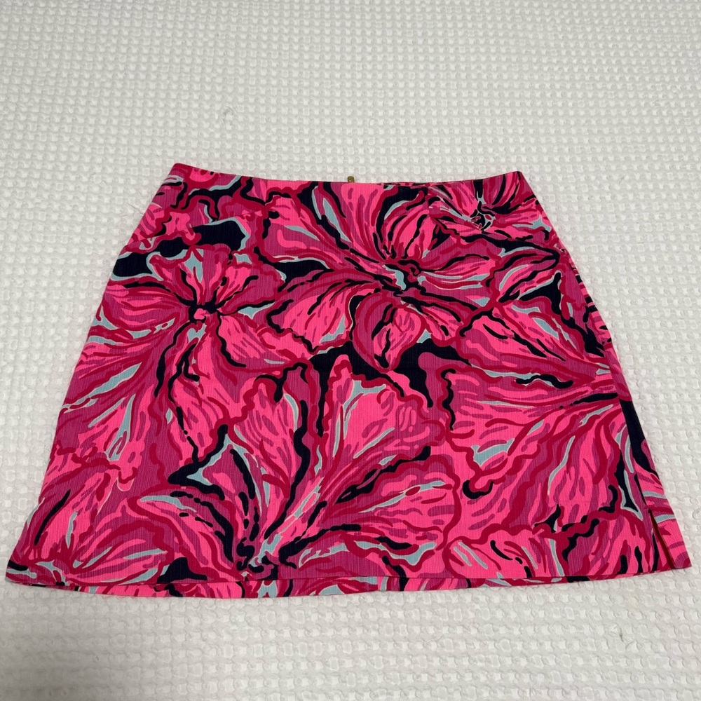 Lilly Pulitzer Pink and Black Floral Mini Skirt